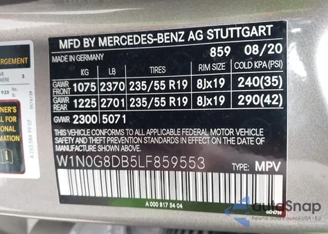 2020 Mercedes-Benz Glc 300 from USA, damaged, VIN W1N0G8DB5LF859553